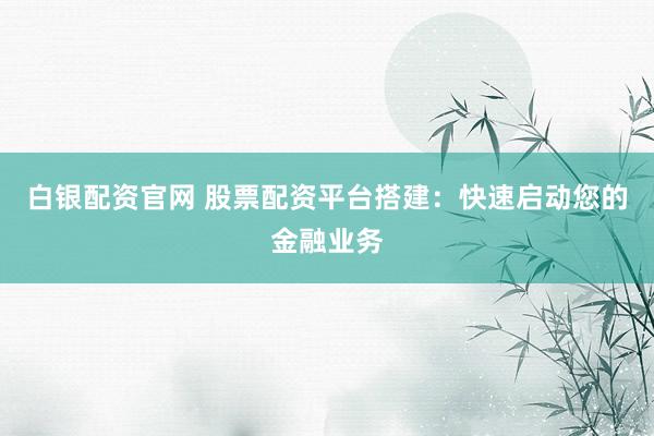 白银配资官网 股票配资平台搭建：快速启动您的金融业务