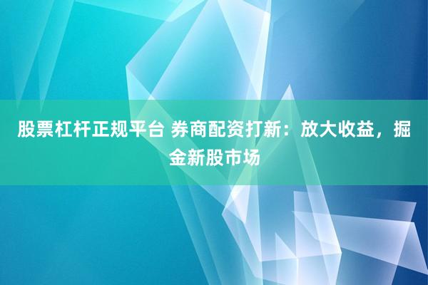 股票杠杆正规平台 券商配资打新：放大收益，掘金新股市场