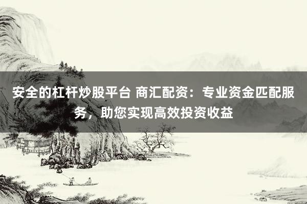 安全的杠杆炒股平台 商汇配资：专业资金匹配服务，助您实现高效投资收益