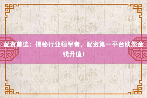 配资首选：揭秘行业领军者，配资第一平台助您金钱升值！