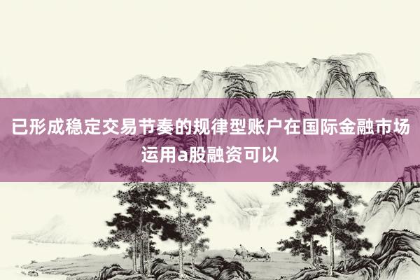 已形成稳定交易节奏的规律型账户在国际金融市场运用a股融资可以
