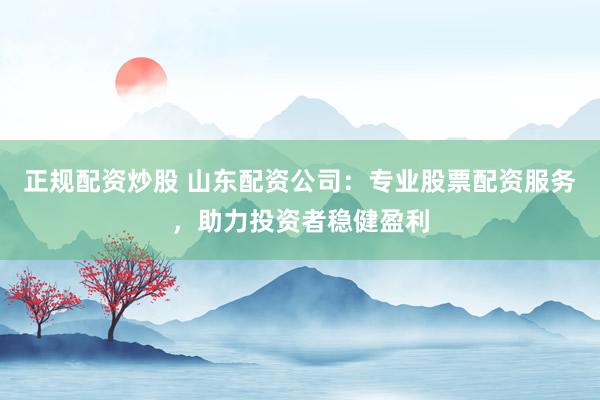 正规配资炒股 山东配资公司：专业股票配资服务，助力投资者稳健盈利